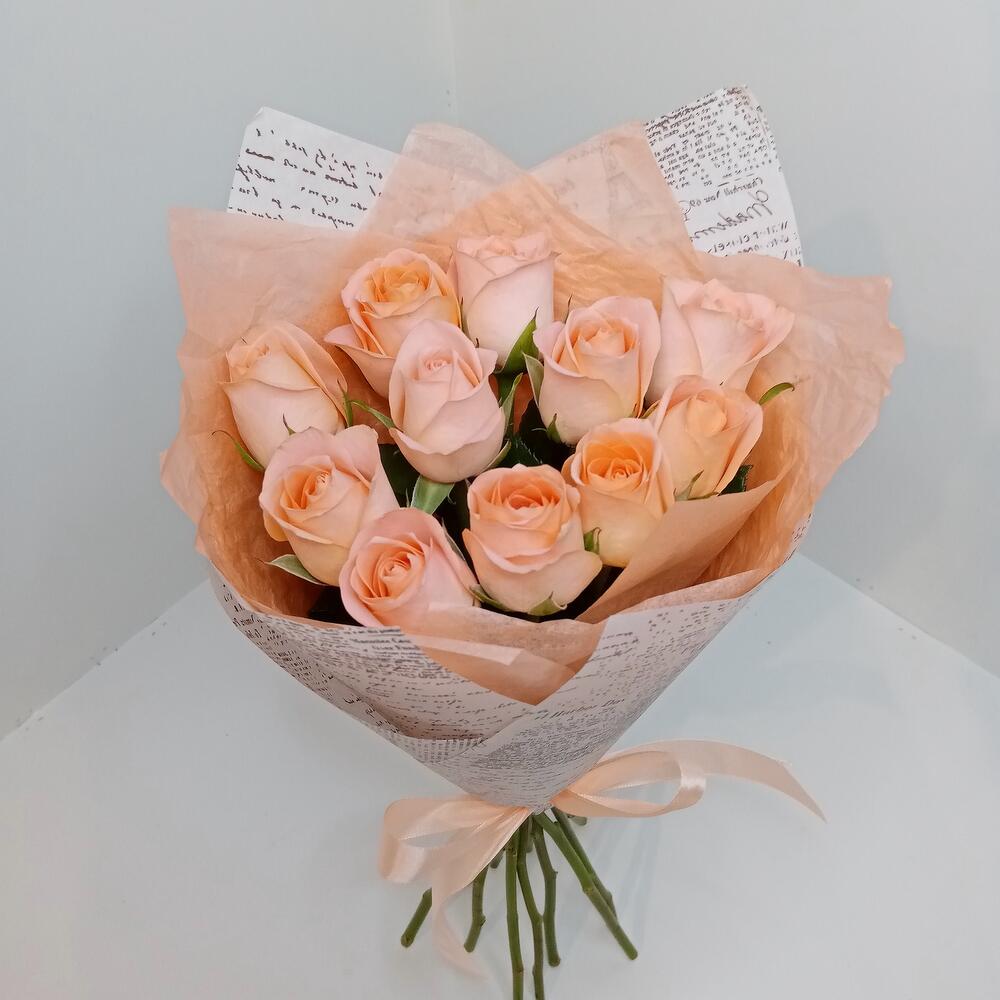 Букет из 19 персиковых роз «На свадьбу»