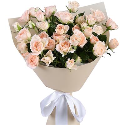 Букет из розовых, кремовых, бежевых, белых роз «Полет чувств»